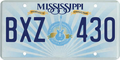 MS license plate BXZ430