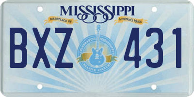 MS license plate BXZ431