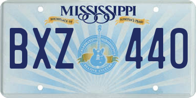 MS license plate BXZ440
