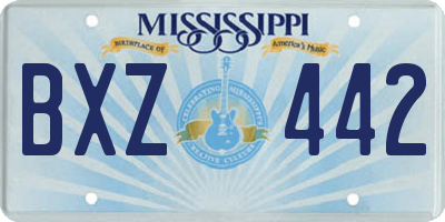 MS license plate BXZ442