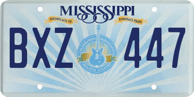MS license plate BXZ447