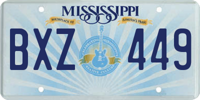 MS license plate BXZ449