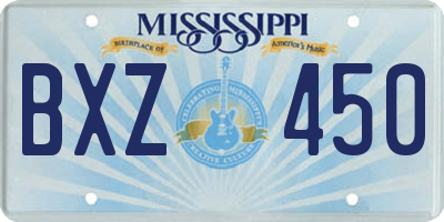 MS license plate BXZ450