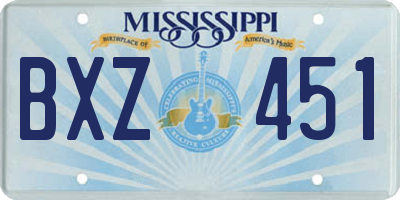 MS license plate BXZ451