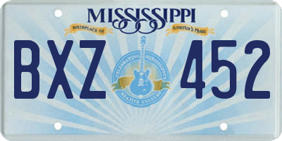 MS license plate BXZ452