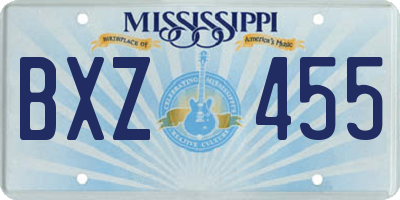 MS license plate BXZ455