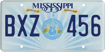 MS license plate BXZ456
