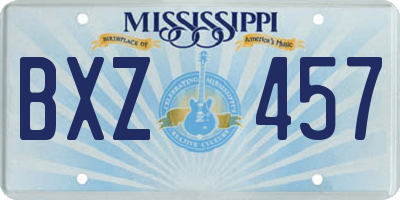 MS license plate BXZ457