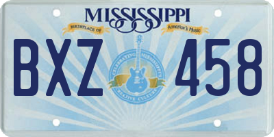 MS license plate BXZ458