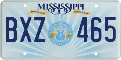 MS license plate BXZ465