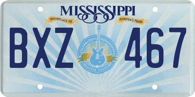 MS license plate BXZ467