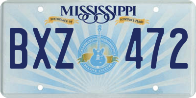 MS license plate BXZ472