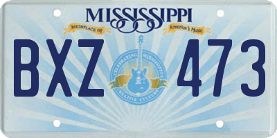 MS license plate BXZ473