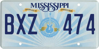 MS license plate BXZ474