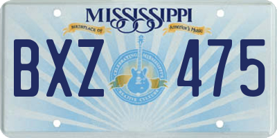 MS license plate BXZ475