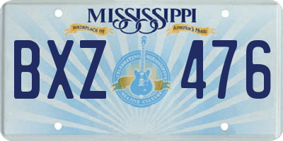 MS license plate BXZ476