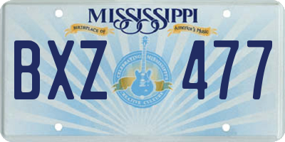 MS license plate BXZ477