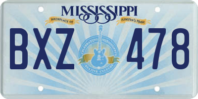 MS license plate BXZ478