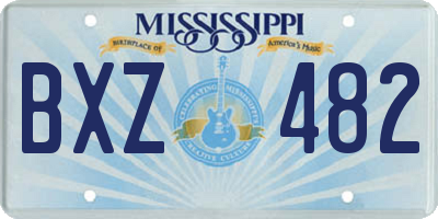 MS license plate BXZ482