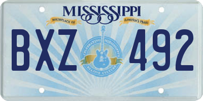 MS license plate BXZ492