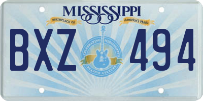 MS license plate BXZ494