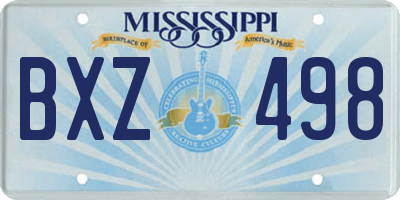 MS license plate BXZ498