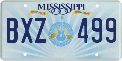 MS license plate BXZ499