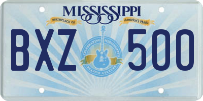 MS license plate BXZ500