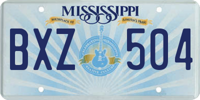 MS license plate BXZ504