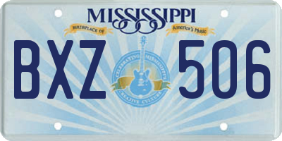 MS license plate BXZ506