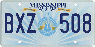 MS license plate BXZ508