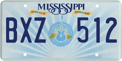 MS license plate BXZ512