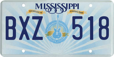 MS license plate BXZ518