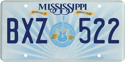 MS license plate BXZ522