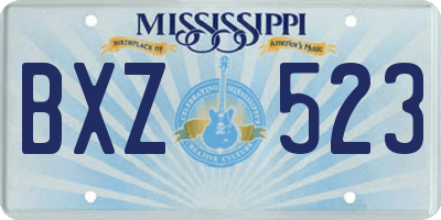 MS license plate BXZ523
