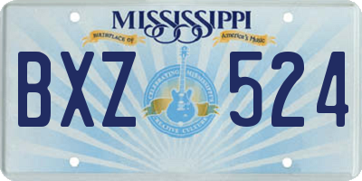 MS license plate BXZ524