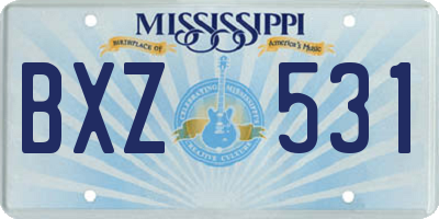 MS license plate BXZ531