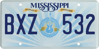 MS license plate BXZ532