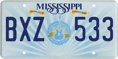 MS license plate BXZ533