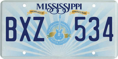 MS license plate BXZ534
