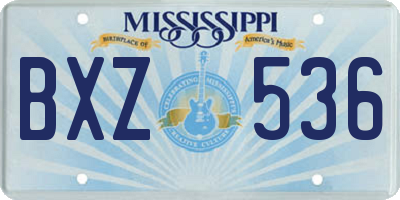 MS license plate BXZ536