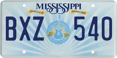 MS license plate BXZ540