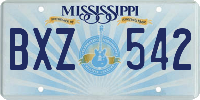 MS license plate BXZ542