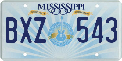 MS license plate BXZ543