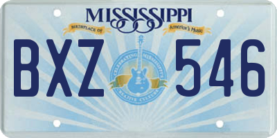 MS license plate BXZ546