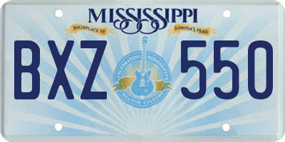 MS license plate BXZ550