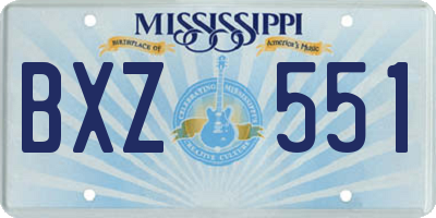 MS license plate BXZ551