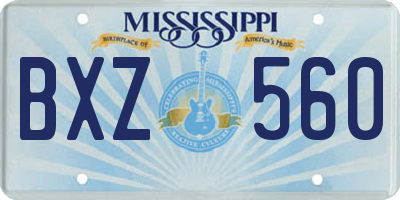MS license plate BXZ560