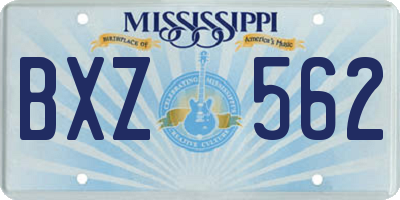 MS license plate BXZ562