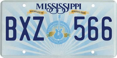 MS license plate BXZ566